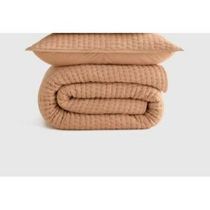 NWT Quince Desert Sunset European Linen Cotton Stitch Quilt Set Twin Size 1 Sham
